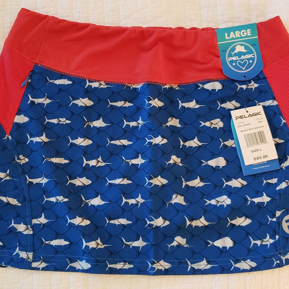 Pelagic Americamo Blue Fishing/Swim Skort - Size L